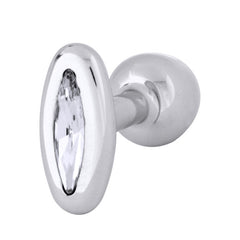 BUTTPLUG OVAL ALUMINIUM  W CRY 30MM